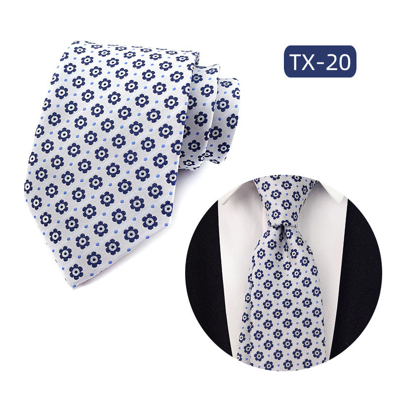 Corbata para hombre al por mayor en stock, de tejido jacquard teñido en hilo, con pequeño patrón floral, estilo informal de negocios, ideal para bodas y para el novio.
