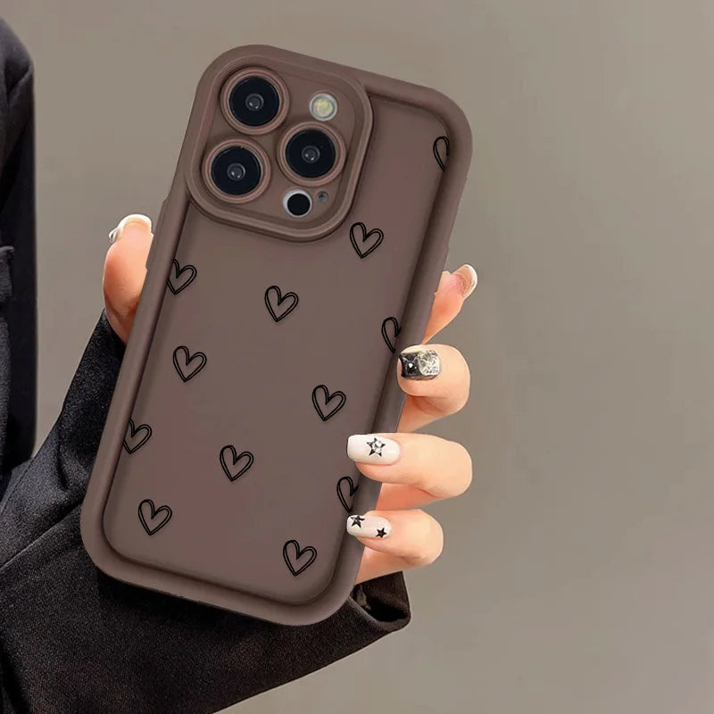 Funda de silicona con diseño de corazón para iPhone 17, compatible con iPhone 14 Pro Max, 17, 16, 15, 11, 12, 13 Pro Max, 14, 15 Plus, 17, 8, X, XR, XS Max