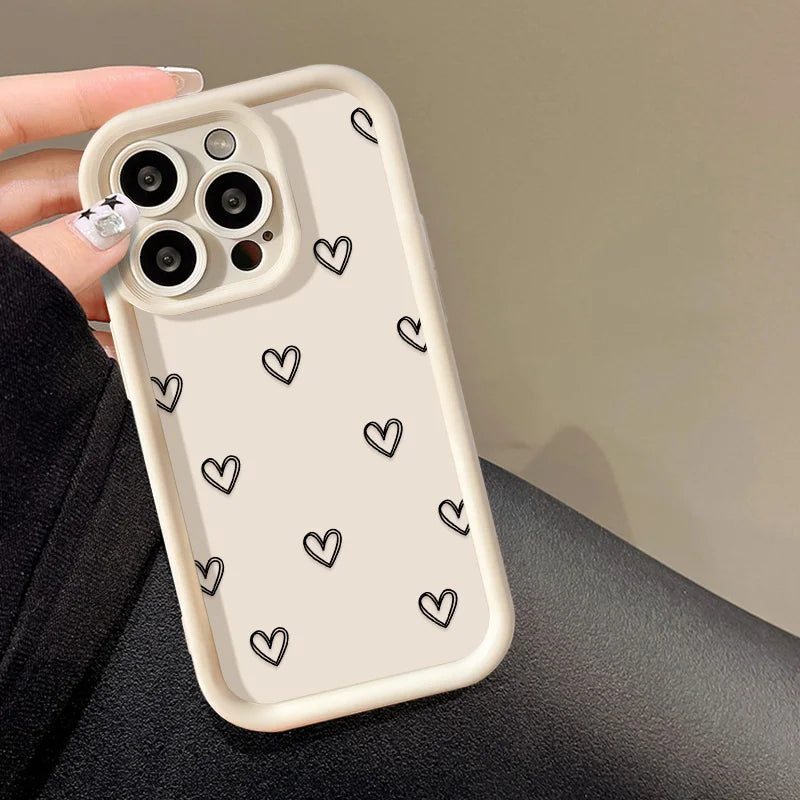 Funda de silicona con diseño de corazón para iPhone 17, compatible con iPhone 14 Pro Max, 17, 16, 15, 11, 12, 13 Pro Max, 14, 15 Plus, 17, 8, X, XR, XS Max