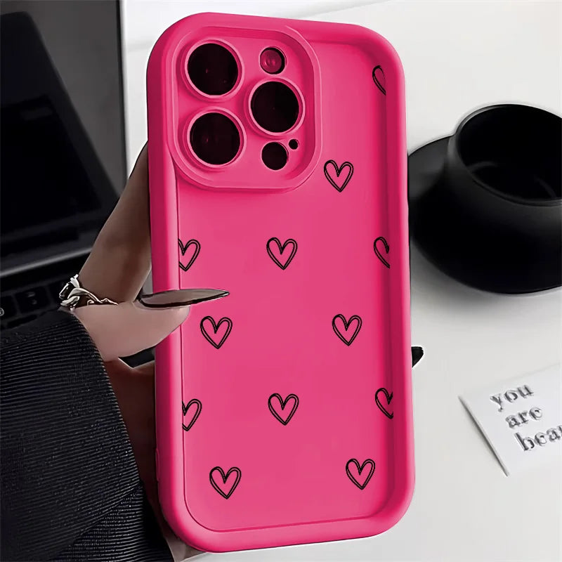 Funda de silicona con diseño de corazón para iPhone 17, compatible con iPhone 14 Pro Max, 17, 16, 15, 11, 12, 13 Pro Max, 14, 15 Plus, 17, 8, X, XR, XS Max