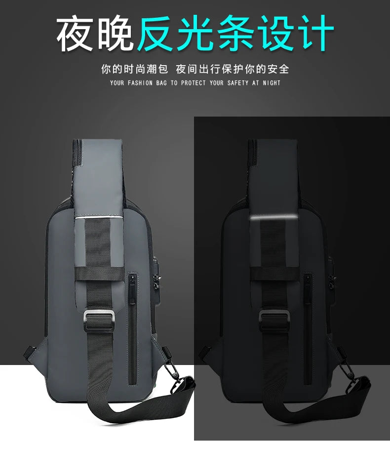 Bolso de pecho a la moda para hombre, riñonera cruzada Oxford de alta calidad, diseño antirrobo, bolso de hombro