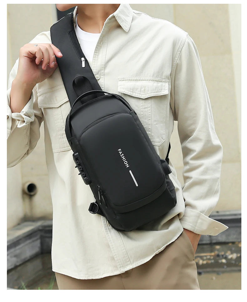 Bolso de pecho a la moda para hombre, riñonera cruzada Oxford de alta calidad, diseño antirrobo, bolso de hombro