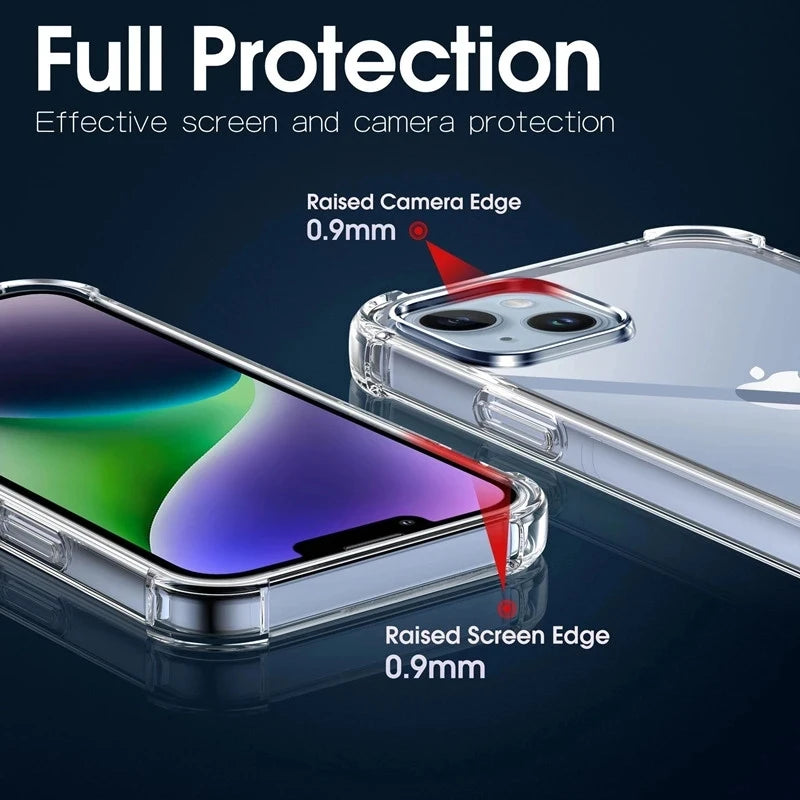 Funda de teléfono transparente a prueba de golpes para iPhone 15 14 11 13 12 Pro Max 7 8 Plus X XR XS protección de silicona suave accesorios transparentes