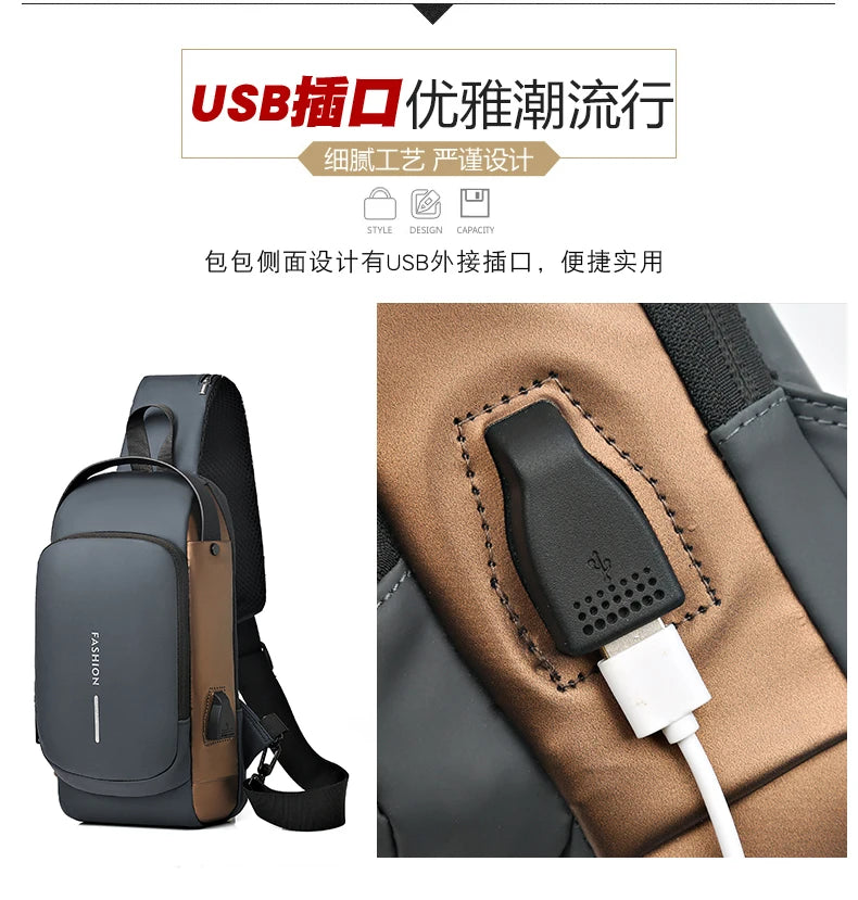 Bolso de pecho a la moda para hombre, riñonera cruzada Oxford de alta calidad, diseño antirrobo, bolso de hombro