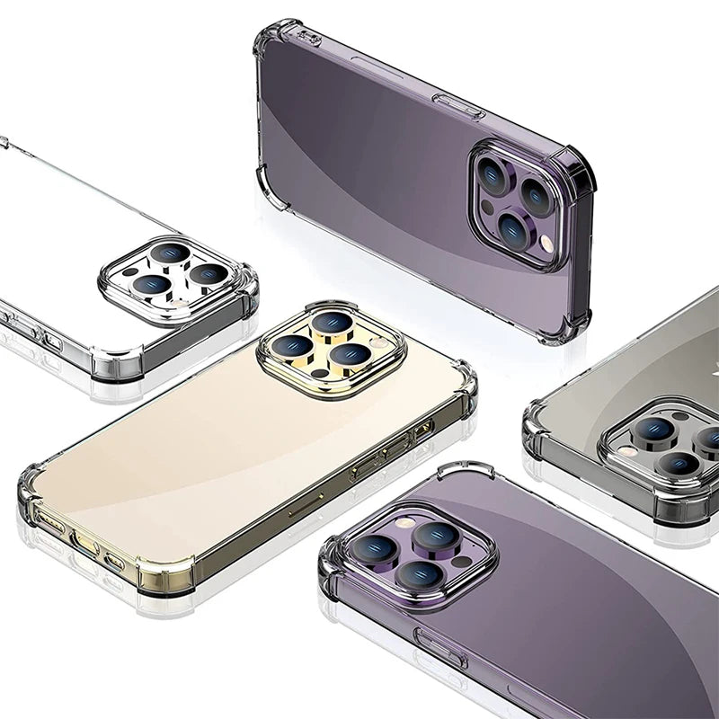 Funda de teléfono transparente a prueba de golpes para iPhone 15 14 11 13 12 Pro Max 7 8 Plus X XR XS protección de silicona suave accesorios transparentes