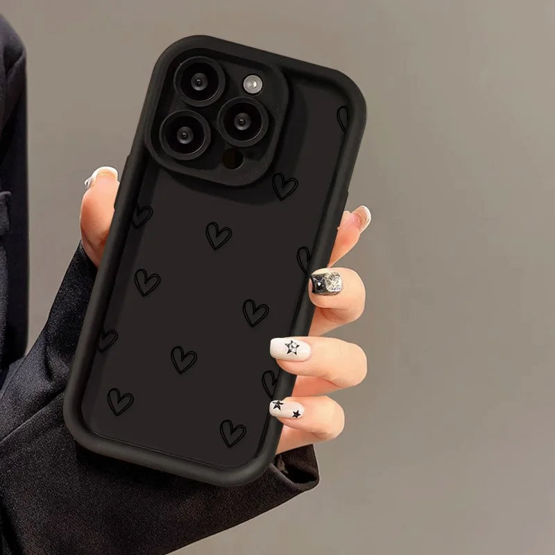 Funda de silicona con diseño de corazón para iPhone 17, compatible con iPhone 14 Pro Max, 17, 16, 15, 11, 12, 13 Pro Max, 14, 15 Plus, 17, 8, X, XR, XS Max