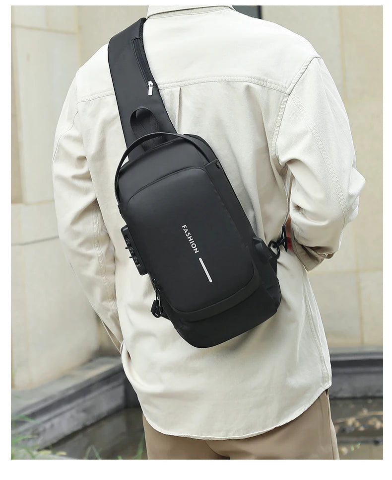 Bolso de pecho a la moda para hombre, riñonera cruzada Oxford de alta calidad, diseño antirrobo, bolso de hombro