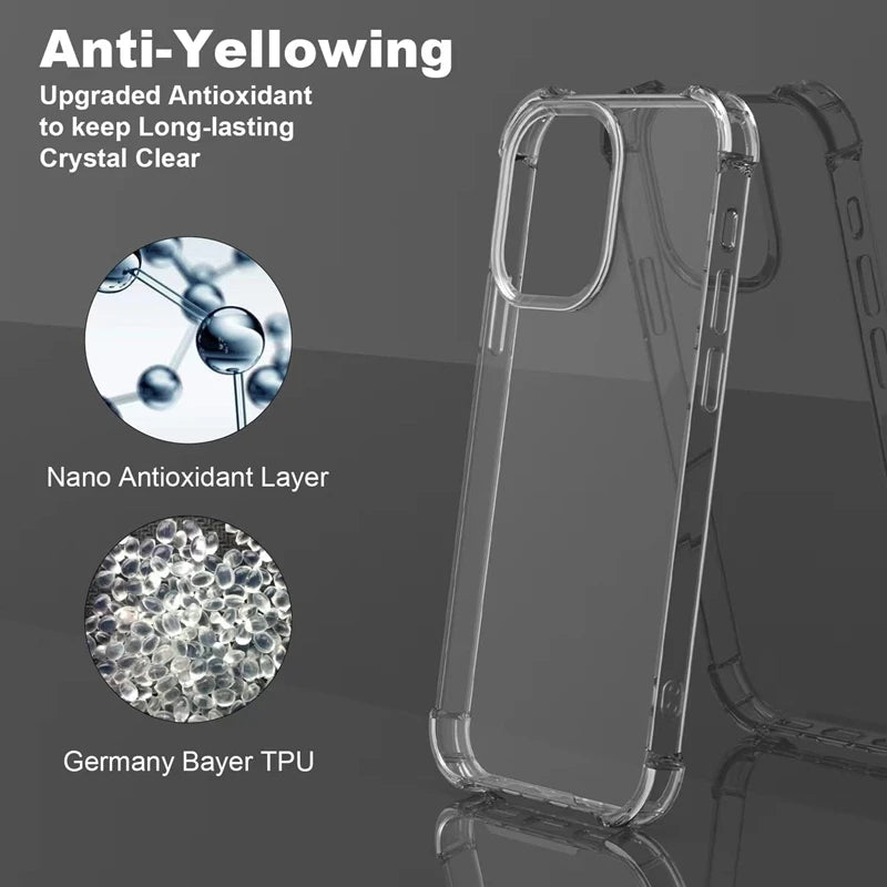 Funda de teléfono transparente a prueba de golpes para iPhone 15 14 11 13 12 Pro Max 7 8 Plus X XR XS protección de silicona suave accesorios transparentes