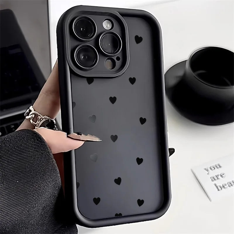 Funda de silicona con diseño de corazón para iPhone 17, compatible con iPhone 14 Pro Max, 17, 16, 15, 11, 12, 13 Pro Max, 14, 15 Plus, 17, 8, X, XR, XS Max