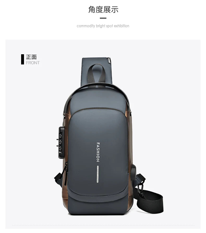 Bolso de pecho a la moda para hombre, riñonera cruzada Oxford de alta calidad, diseño antirrobo, bolso de hombro