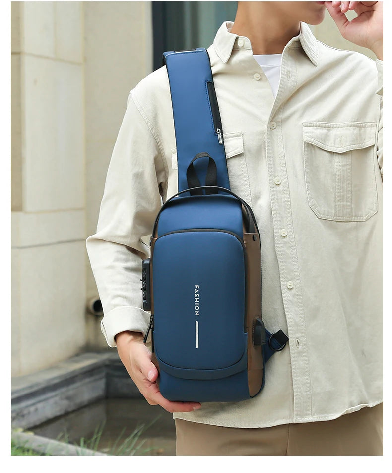 Bolso de pecho a la moda para hombre, riñonera cruzada Oxford de alta calidad, diseño antirrobo, bolso de hombro