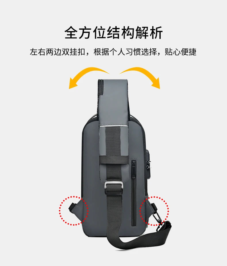 Bolso de pecho a la moda para hombre, riñonera cruzada Oxford de alta calidad, diseño antirrobo, bolso de hombro