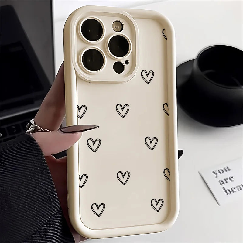 Funda de silicona con diseño de corazón para iPhone 17, compatible con iPhone 14 Pro Max, 17, 16, 15, 11, 12, 13 Pro Max, 14, 15 Plus, 17, 8, X, XR, XS Max