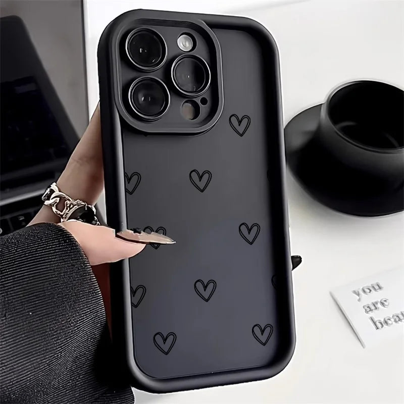 Funda de silicona con diseño de corazón para iPhone 17, compatible con iPhone 14 Pro Max, 17, 16, 15, 11, 12, 13 Pro Max, 14, 15 Plus, 17, 8, X, XR, XS Max