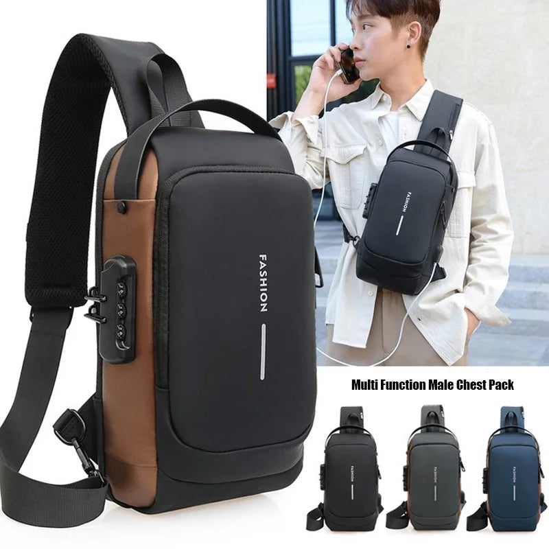 Bolso de pecho a la moda para hombre, riñonera cruzada Oxford de alta calidad, diseño antirrobo, bolso de hombro