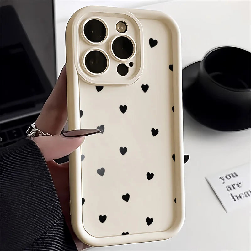 Funda de silicona con diseño de corazón para iPhone 17, compatible con iPhone 14 Pro Max, 17, 16, 15, 11, 12, 13 Pro Max, 14, 15 Plus, 17, 8, X, XR, XS Max