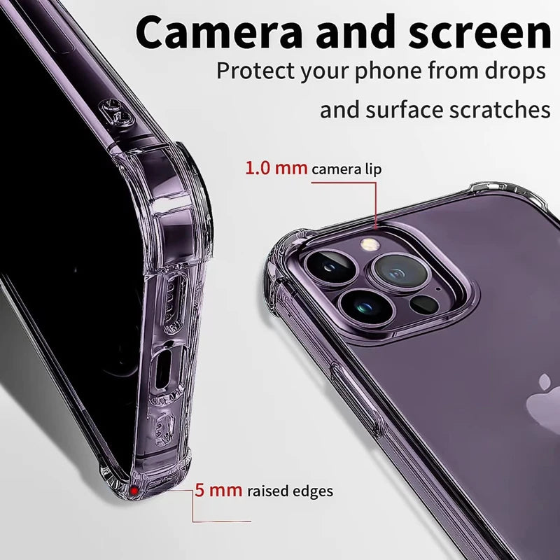 Funda de teléfono transparente a prueba de golpes para iPhone 15 14 11 13 12 Pro Max 7 8 Plus X XR XS protección de silicona suave accesorios transparentes
