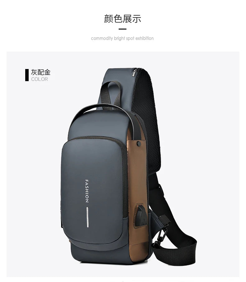 Bolso de pecho a la moda para hombre, riñonera cruzada Oxford de alta calidad, diseño antirrobo, bolso de hombro
