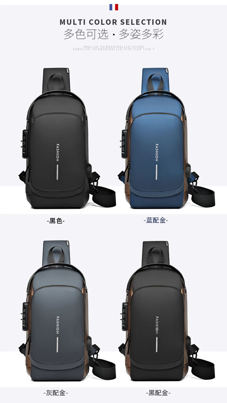 Bolso de pecho a la moda para hombre, riñonera cruzada Oxford de alta calidad, diseño antirrobo, bolso de hombro