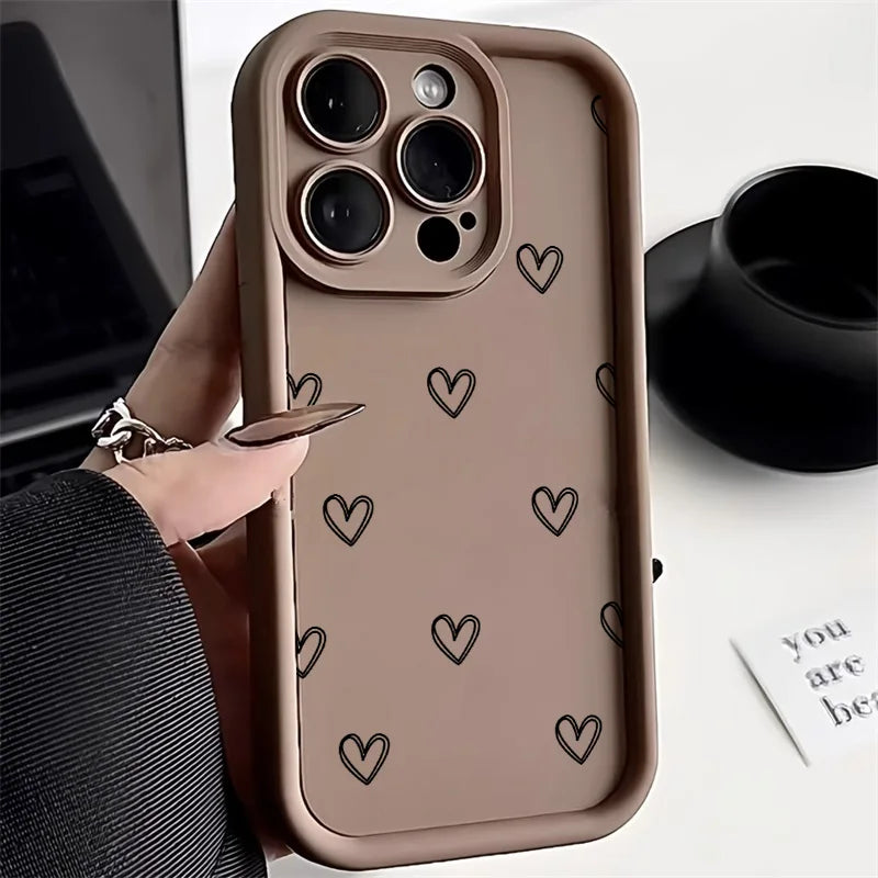 Funda de silicona con diseño de corazón para iPhone 17, compatible con iPhone 14 Pro Max, 17, 16, 15, 11, 12, 13 Pro Max, 14, 15 Plus, 17, 8, X, XR, XS Max