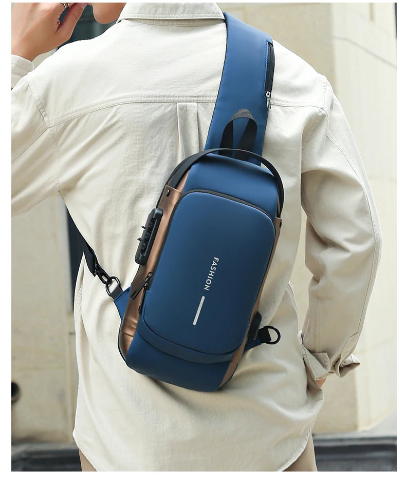 Bolso de pecho a la moda para hombre, riñonera cruzada Oxford de alta calidad, diseño antirrobo, bolso de hombro
