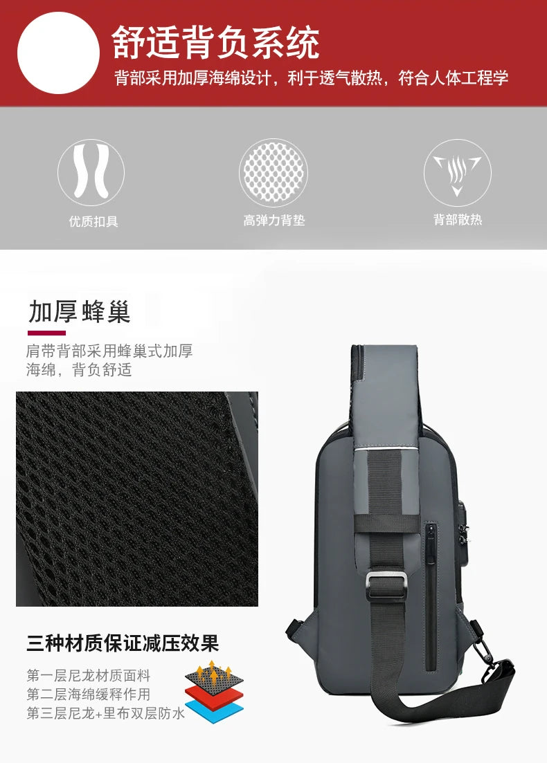 Bolso de pecho a la moda para hombre, riñonera cruzada Oxford de alta calidad, diseño antirrobo, bolso de hombro