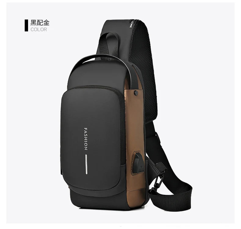Bolso de pecho a la moda para hombre, riñonera cruzada Oxford de alta calidad, diseño antirrobo, bolso de hombro