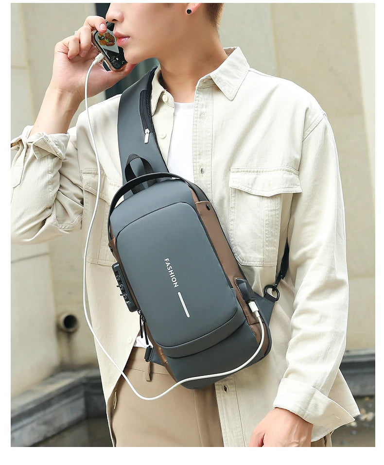 Bolso de pecho a la moda para hombre, riñonera cruzada Oxford de alta calidad, diseño antirrobo, bolso de hombro