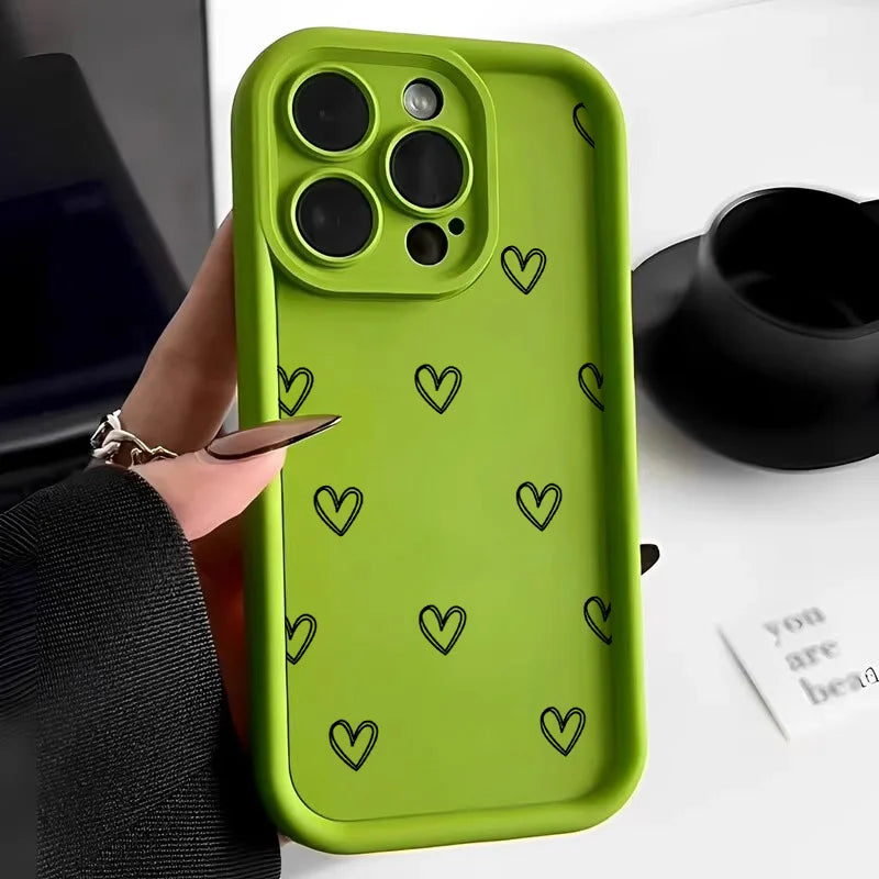 Funda de silicona con diseño de corazón para iPhone 17, compatible con iPhone 14 Pro Max, 17, 16, 15, 11, 12, 13 Pro Max, 14, 15 Plus, 17, 8, X, XR, XS Max