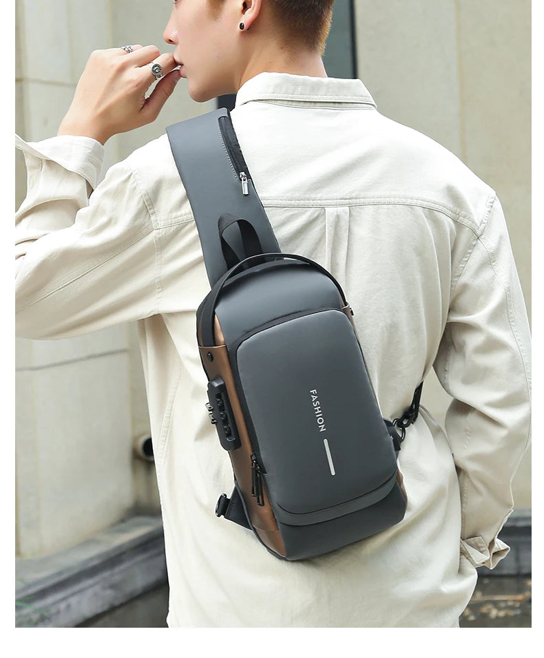 Bolso de pecho a la moda para hombre, riñonera cruzada Oxford de alta calidad, diseño antirrobo, bolso de hombro