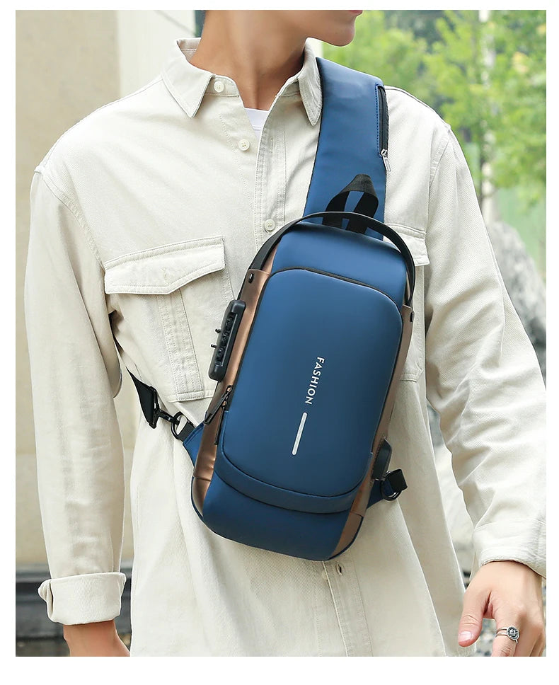 Bolso de pecho a la moda para hombre, riñonera cruzada Oxford de alta calidad, diseño antirrobo, bolso de hombro