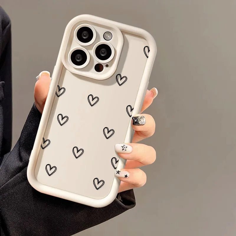 Funda de silicona con diseño de corazón para iPhone 17, compatible con iPhone 14 Pro Max, 17, 16, 15, 11, 12, 13 Pro Max, 14, 15 Plus, 17, 8, X, XR, XS Max