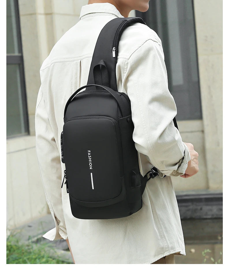 Bolso de pecho a la moda para hombre, riñonera cruzada Oxford de alta calidad, diseño antirrobo, bolso de hombro