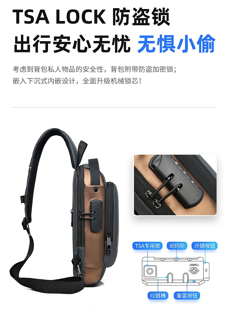 Bolso de pecho a la moda para hombre, riñonera cruzada Oxford de alta calidad, diseño antirrobo, bolso de hombro