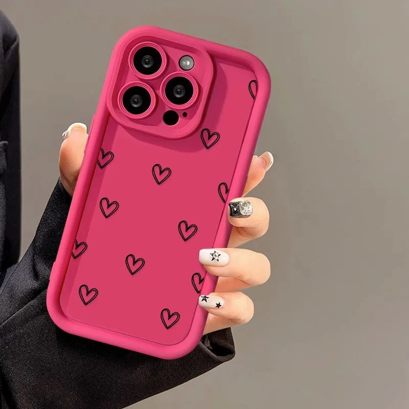 Funda de silicona con diseño de corazón para iPhone 17, compatible con iPhone 14 Pro Max, 17, 16, 15, 11, 12, 13 Pro Max, 14, 15 Plus, 17, 8, X, XR, XS Max